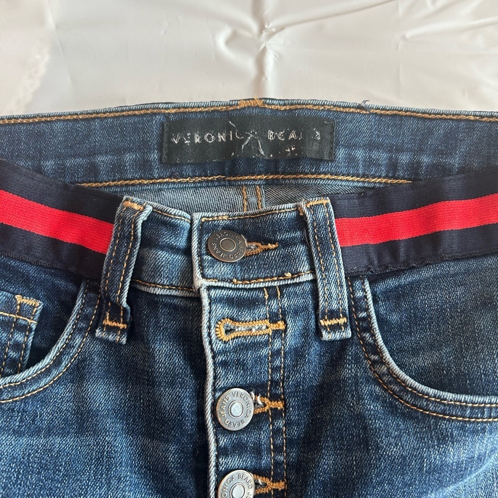 Veronica Beard Carolyn baby boot cut 5 button jeans waist detail size 26 GUC - Picture 5 of 8